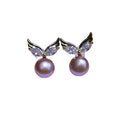 Gold Plated Angle Wing Shape 8-9mm Natural Freshwater Pearl Studs Earrings for Women