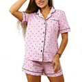 Wholesale Summer Sleepwear Set Women's 2 Piece Short Sleeve with Shorts Pajamas Set