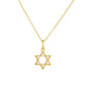 Wholesale Hot Style 925 Sterling Silver Six-Pointed Star Necklace 14k Gold Plated Cz Zircon Star of David Pendant Necklaces