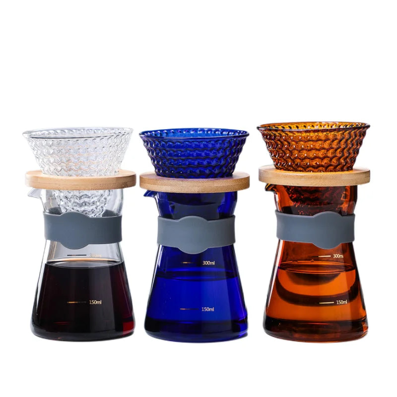 High Borosilicate Amber Glass Coffee Set Accessories Coffee Sharing Pot Filter Dripping Reusable Coffee Filter