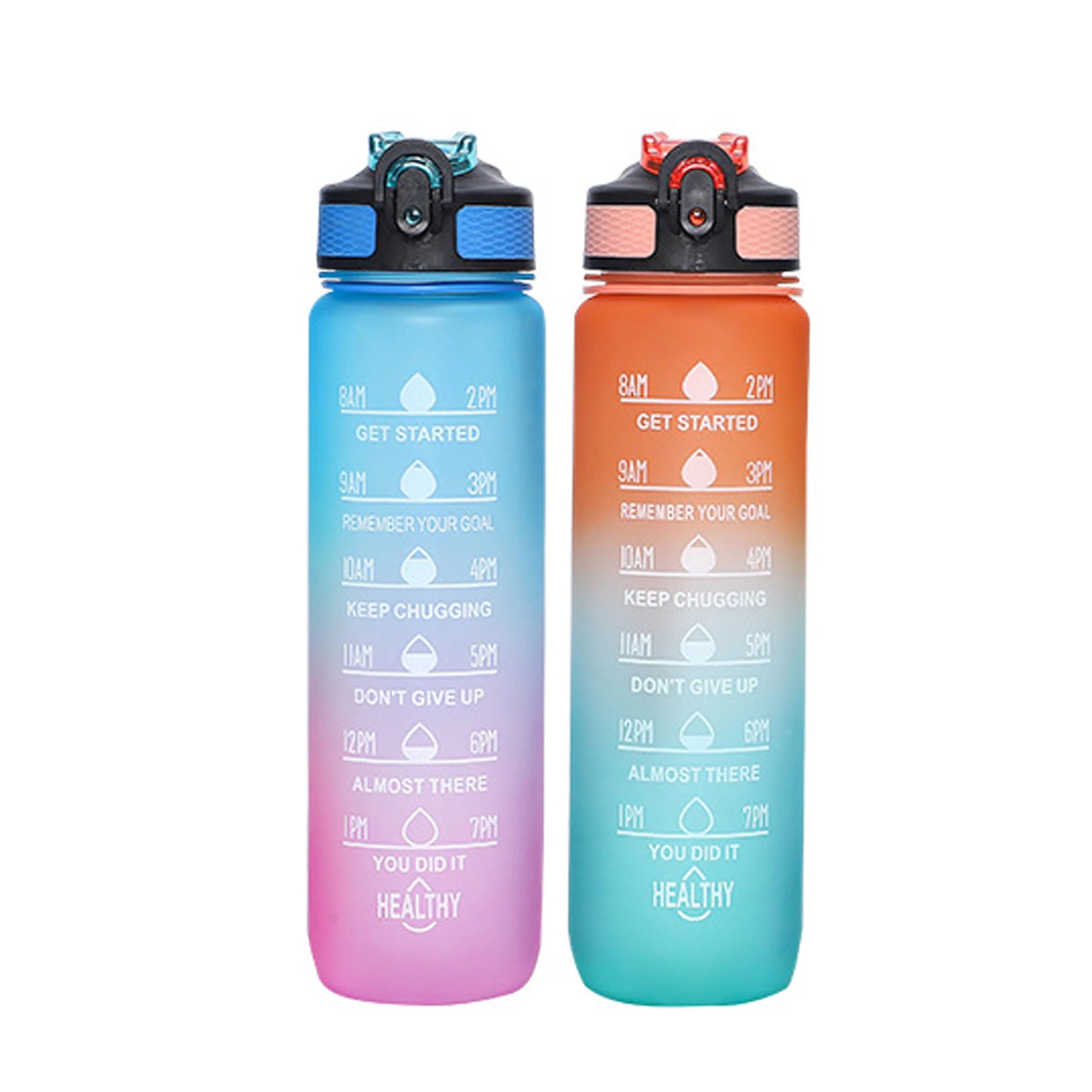 Wholesale 1000 ml Sports Motivational Water Bottle with Straw Easy One Click Open Motivational 32 Ounce Drinking Bottle