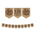Islamic Eid Ramadan Kareem Decorations Jute Burlap Eid Mubarak Banner Bunting for Muslim Party Supplies and Celebrations