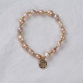 Light Luxury Baroque Freshwater Pearl Bead Pendant Bracelet Women's Gold Plated Pink AA Grade Third Party Certified Jewelry