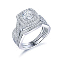 Kirin Jewelry Women's Wedding Rings O-Shape Zircon Bridal Engagement Finger Band Rhodium Plated Tennis Style for Gifts