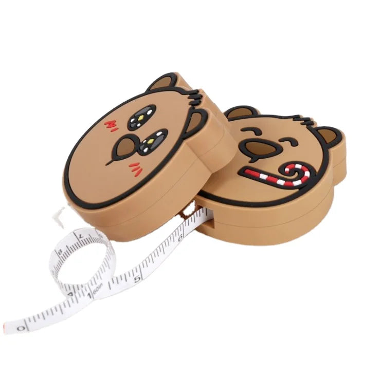 New Arrival  Mini PVC Soft Film Ruler Automatic Retractable Roll Portable Animal Bear Waist Measure Tape