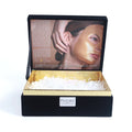 Luxury High-End Black Velvet Recycled Materials Gift Box Glossy Lamination Print Paper Embossing for Women's Skin Care Packaging