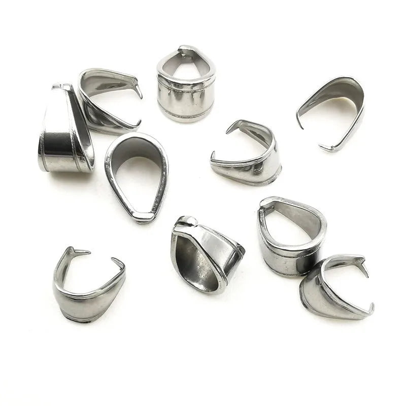 304 Stainless Steel Pinch Clip Clasp Bail Finish Necklace Pendant Clasps Claw Bail