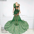 Ocstrade Luxury Rhinestone Ladies Prom Dresses 2025 Sequin Ruffle Sheer Mesh Transparent Birthday Elegant Ball Gown Prom Dress