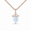925 Sterling Silver Rose Gold Plated Hexagon Cut Natural Blue Moonstone Pendant Necklace Rainbow Moonstone Jewelry