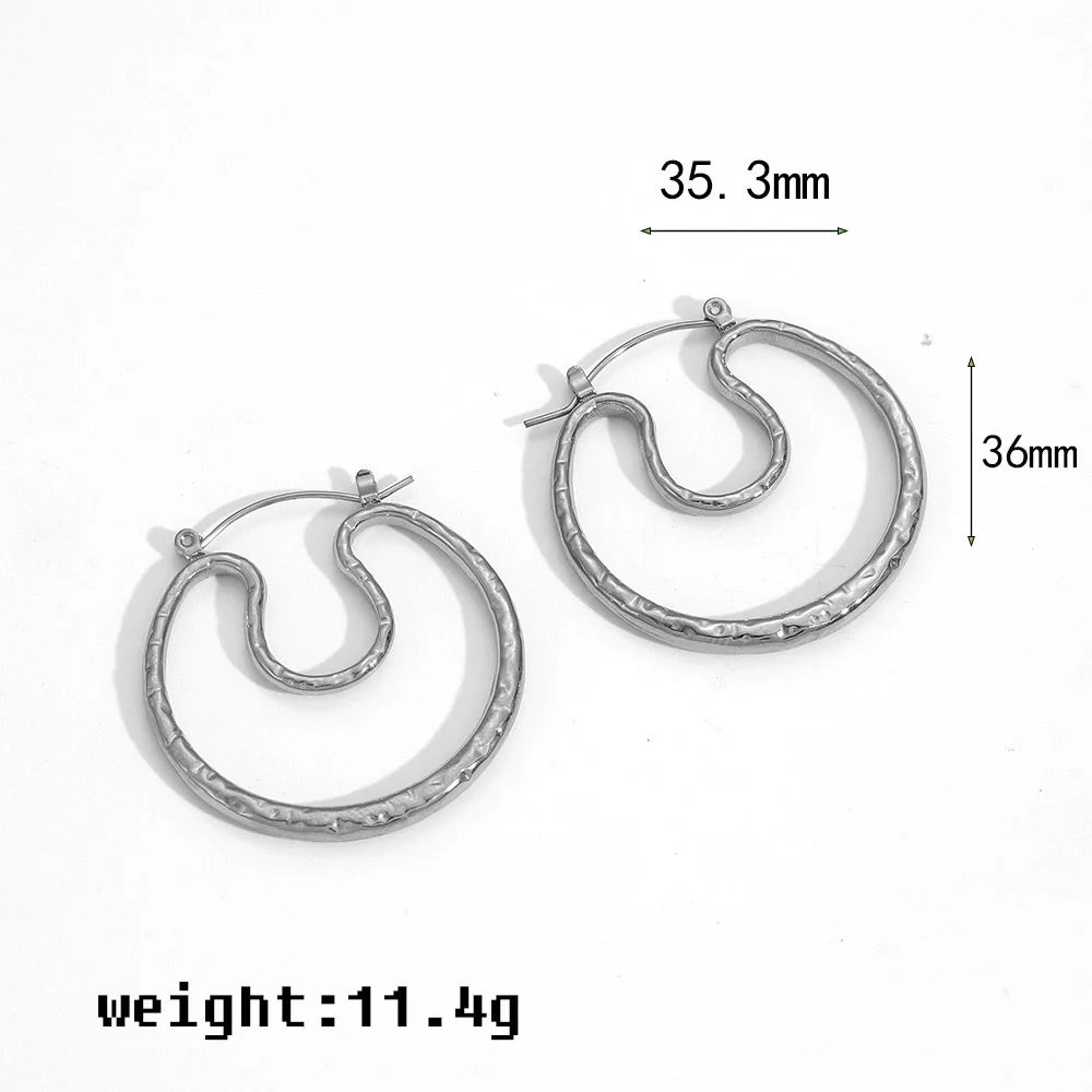 Titanium Hypoallergenic Geometric Jewelry Stainless Steel Chunky Hollowed Earrings for Women