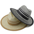 Summer Fashion Stripe Panama Hat Sun Hats for Women Men Beach Straw Hat UV Sun Protection Travel Cap