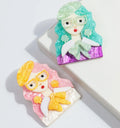 Newly Fashion Children's Jewelry Corsage Acrylic Plating Wedding Character Cartoon Long Hair Girl Brooches Glasses Bows Dazzling