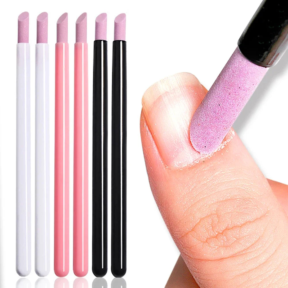 Quartz Stone Scrub Nail Art Pen Cuticle Trimmer Straight Emery Manicure Tools Including Nail File Rods Cuticle Remover Sanding