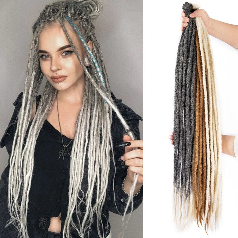 36" Dreadlocks Extension Ombre Color Soft Faux Locs Synthetic Crochet Hair Super Long Reggae Dread Loc Extensions for Women