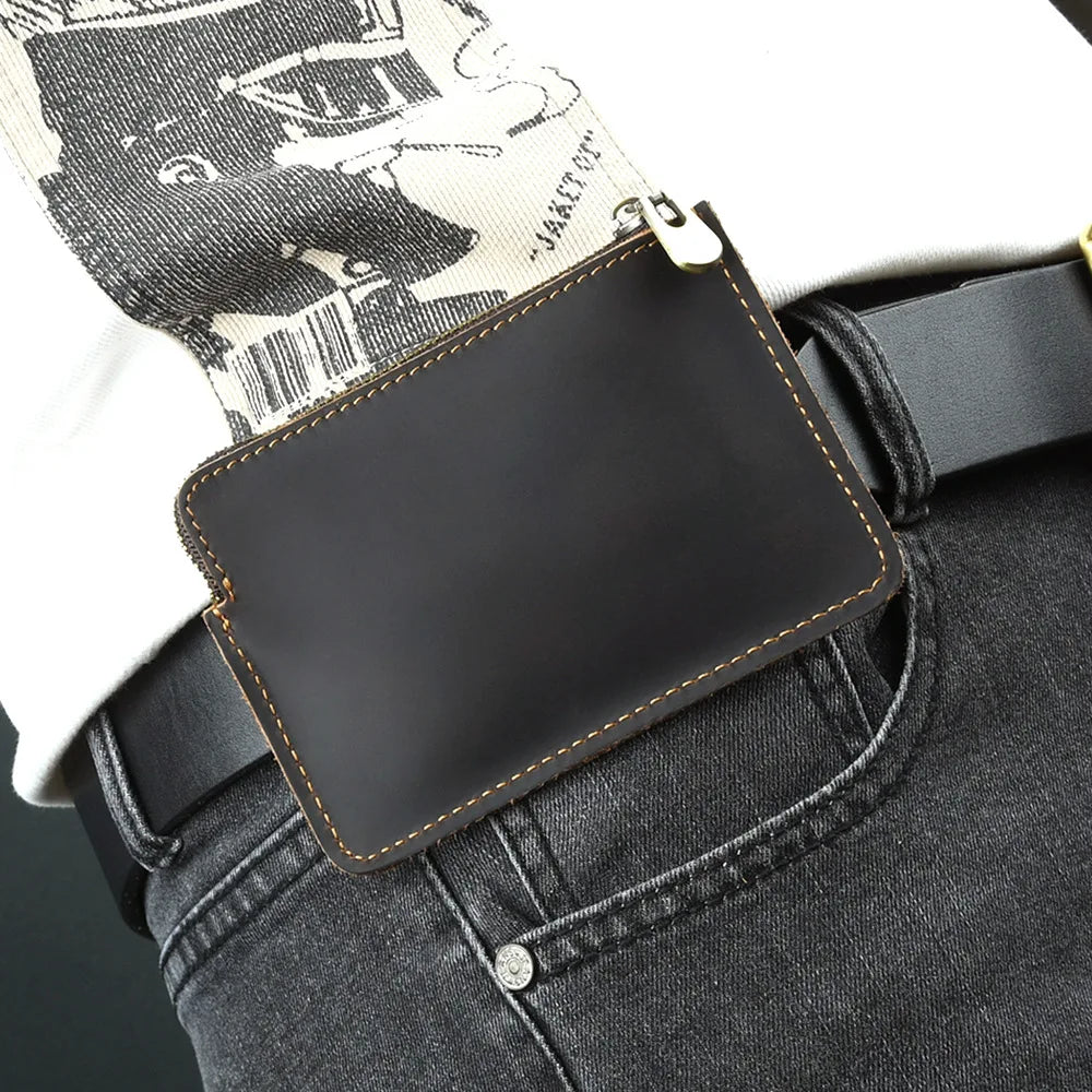 Crazy Horse Leather Outdoor Sports Tactical Bag Portable Small Men's Small Waist Bag Wearing Belt Waist Bag