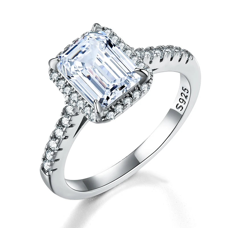 Gra 1 Emerald Cut Rectangle Moissanite Diamond Wedding Rings for Women 925 Sterling Silver Engagement Luxury Quality Jewelry