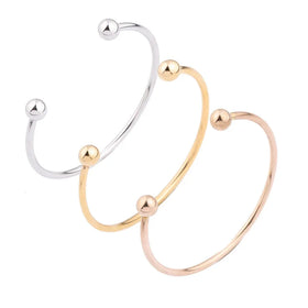 Minimalist Removable Ball Stainless Steel Bracelets 3mm Gold Plated Cuff Bracelets