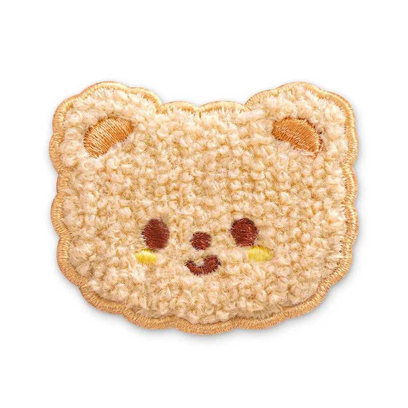 New Self Adhesive/Hook&loop Brooch Embroidery Cute Cartoon Plush Bear Sheep  Patch for Decoration