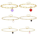 INS Stainless Steel Gold Plated Paperclip Chain Enamel Heart Pendant Bracelet Ankelt Personalized Chain Colorful Heart Bracelet