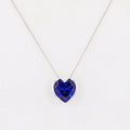 Bezel Setting 12x12mm Heart Pendant Lab Grown Sapphire  Shape S925 10k 14k Solid Gold Necklace