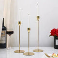3 Pack Gold Color Home Wedding Decor Modern Metal Iron Candelabra Centerpieces Taper Brass Candle Stick Holder Easily Assembled