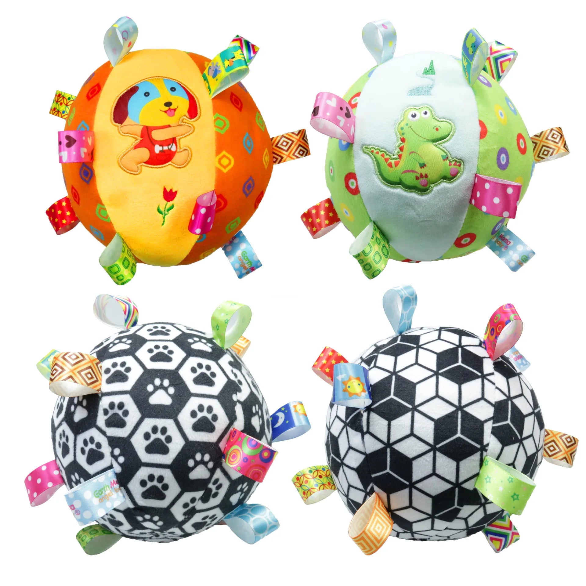 New Football Design Stuffed Plush Dog Toys with Bells Interactive Soccer with Grab Dog Chewing Toys