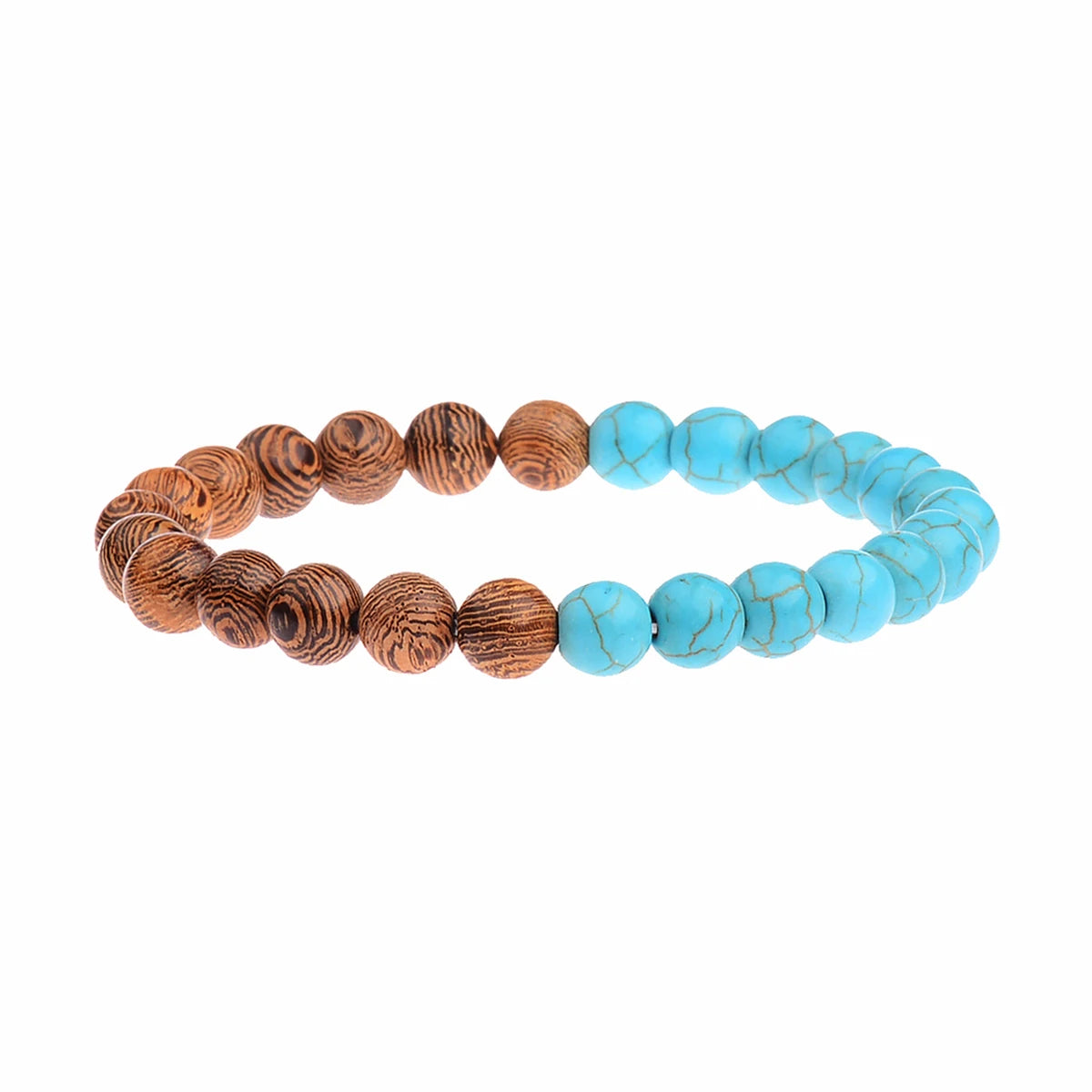 Natural Colorful Stone & Wood Eco-Friendly Classic Stretch Bracelets for Women & Men-Gift Jewelry Handmade Beads