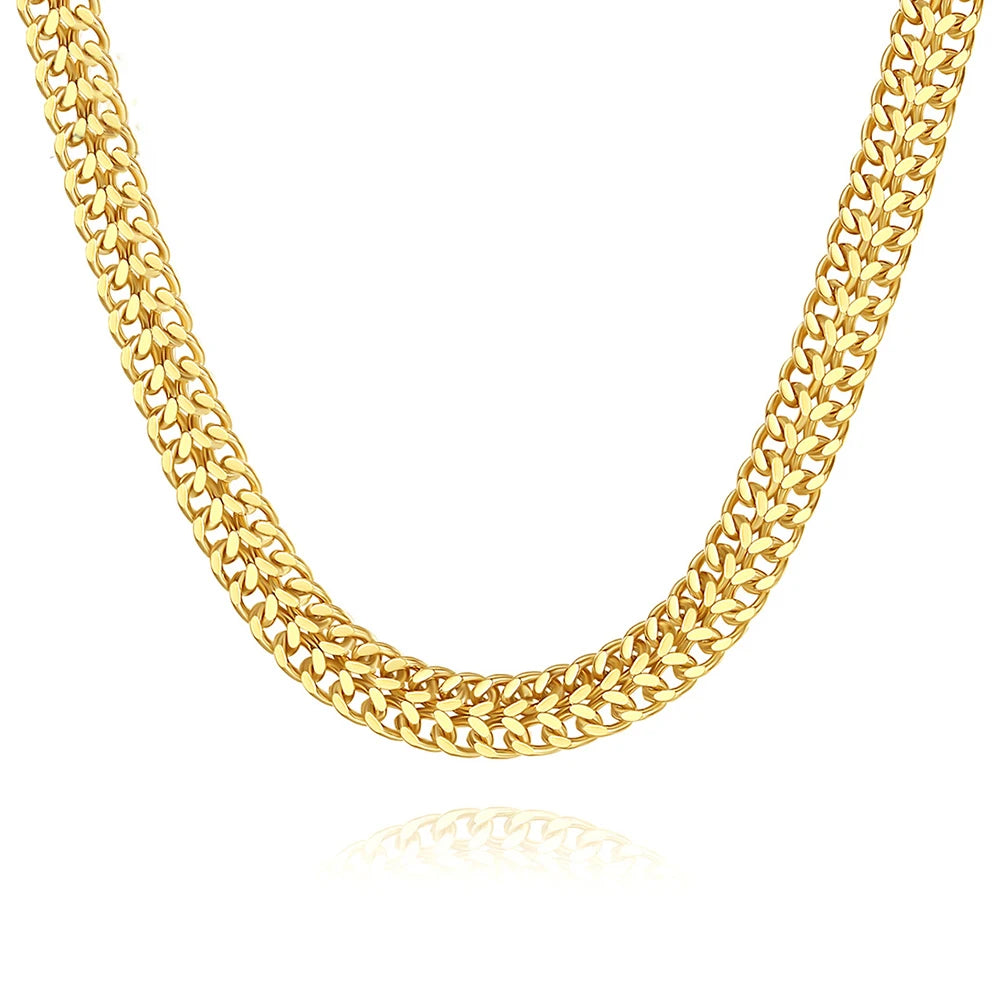 Charm Hip Hop Style Stainless Steel 18K Gold Plated Link Chain Necklace for Party & Wedding Unisex