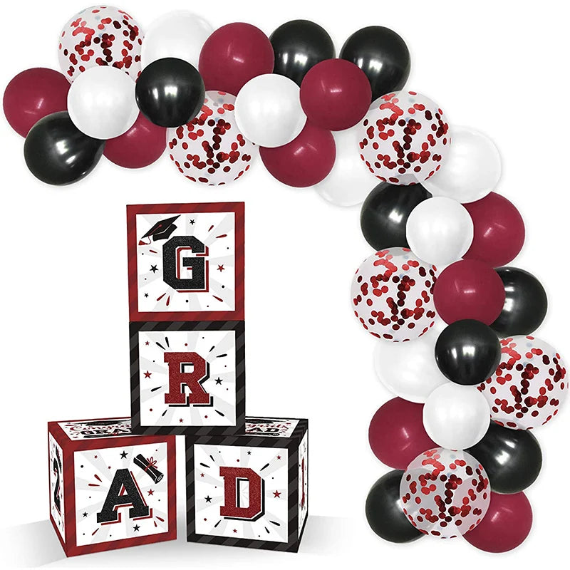 2022 Customizable Size Latex Black Balloons Boxes Graduation Decorations School Party Supplies Numerical Shape Home Accessories