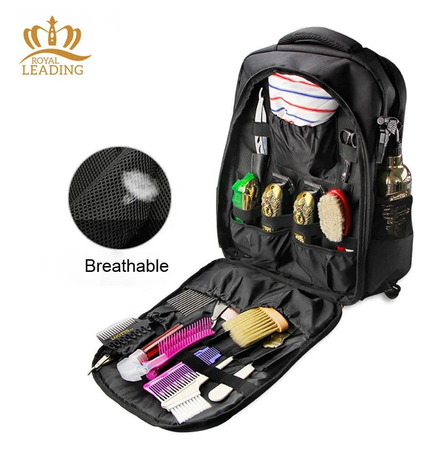 High Quality Barber Supplies Large Capacity Waterproof Black Barber Tool Bag Portable Barber Backpack Bag