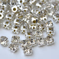 JUNAO 6mm-10mm Clear Color Sew on Crystal Strass Bridal Beads Applique Flatback Stones Sewing Sli Ver Claw Glass Rhinestones