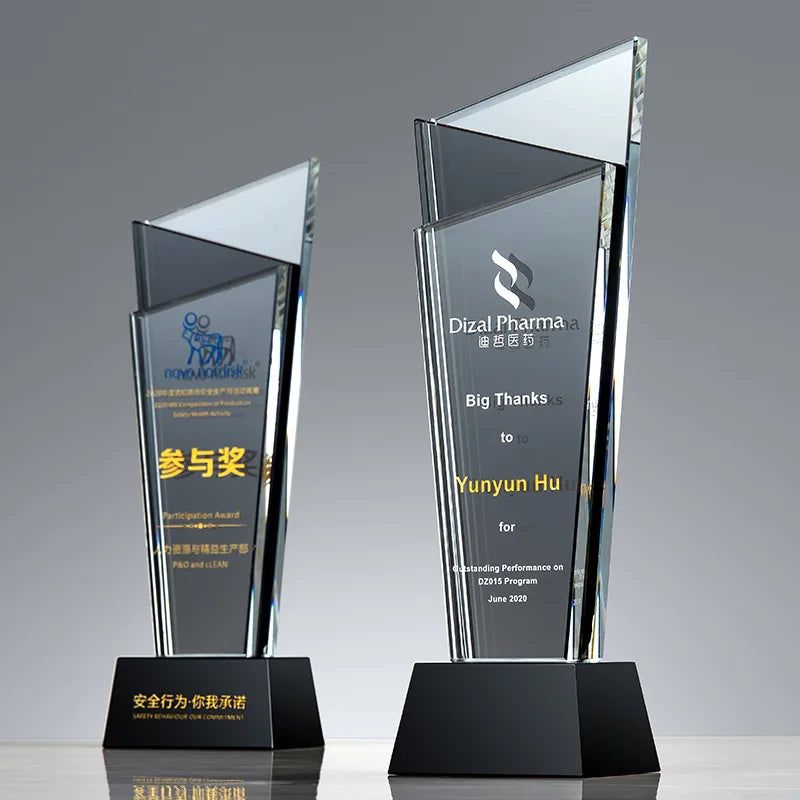 Personalized Black and Clear Crystal Plaque Trophy MH-NJ0246