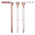 Silver / White Rose Polka Dot / Rose Gold Bling Diamond Metal Ballpoint Pens with Large Crystal Diamond for Office and School