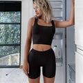 Women Custom Biker Shorts Sets Two Piece Crop tank Top Summer Outfits Ladies's Solid Blank Clothing
