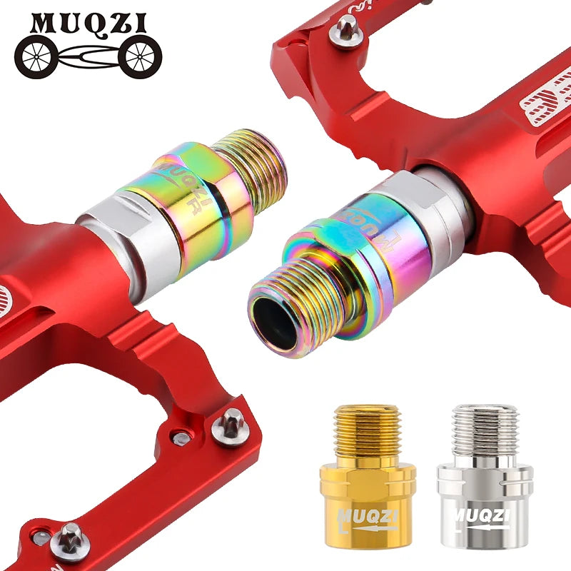 MUQZI MTB Road Bicycle Pedal Extender Bolts 9/16 Inch Crank Arm Spindle Extenders Bike Pedals Adapters