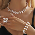 Elegant Wholesale Accessories: French-Style Diamond Pearl Clavicle Necklace 3-Piece Set for Women