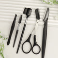 5pcs Black Eyebrow Trimming Set Eyebrow Shaping Tools Kit Brow Scissors Tweezers Set