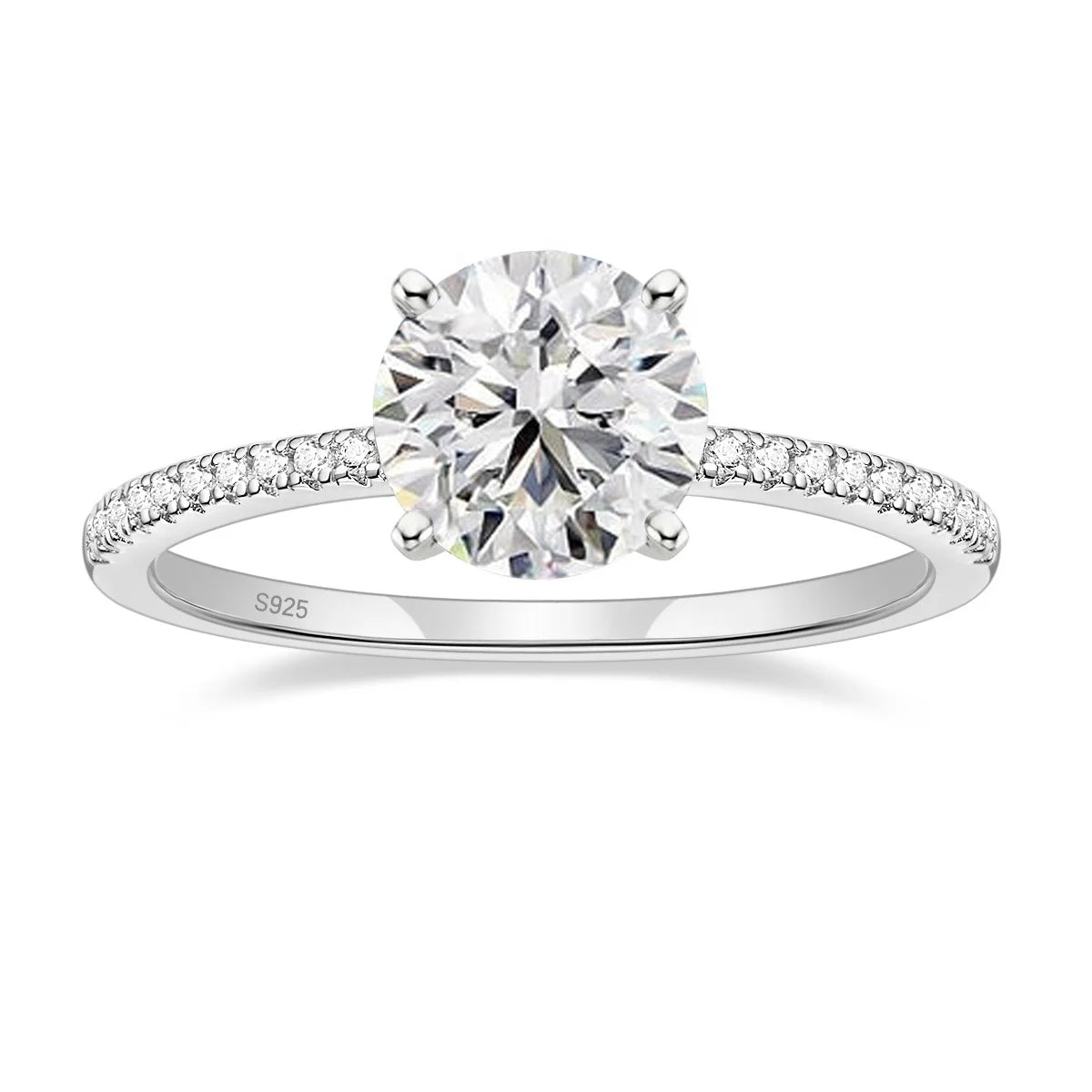 OAHLAN Fine Jewellery Women's Sterling Silver 925 Engagement Wedding Ring 1.2CT Moissanite Ring with Certificate