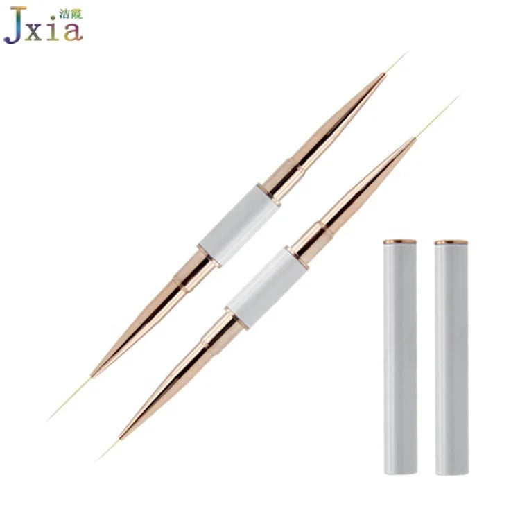 Jiexia New White Metal Handle Rose Gold Color Ferrule Extra Fine Nail Liner Brush
