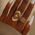 2 Pcs/Sets Stainless Steel Waterproof Hollow Out Crown Rings for Women Trendy Lady Adjustable Finger Ring Fashion Female Jewelry