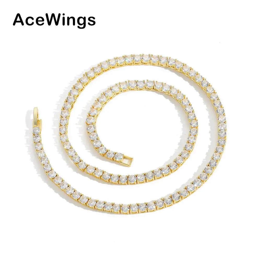 BC251 3mm 4mm 5mm New Clasp Brass Setting CZ Tennis Chain Necklace