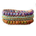2022 8mm Bohemian Ethnic Leather Wrap Bracelet Natural Stone Beads Jewelry Handmade Multilayer Beaded Bracelet for Women Men