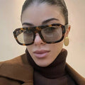 Fashion Luxury Women Men Punk Rectangle Sun Glasses Big Frame Square Sunglasses