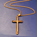 Retro Religious Jewelry Cross Bar Necklace for Men Women Stainless Steel Cross Pendant Faith Cross Chain Necklace Gifts