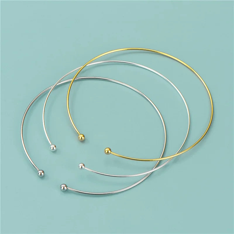 Tiny Woman 925 Sterling Silver Cuff Bangle Open Bracelet Beads Bangle for Jewelry Making