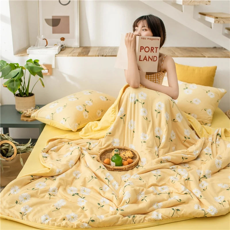 Knitted 100% Cotton Summer Quilt Set Comforter Sets Luxury Bedding