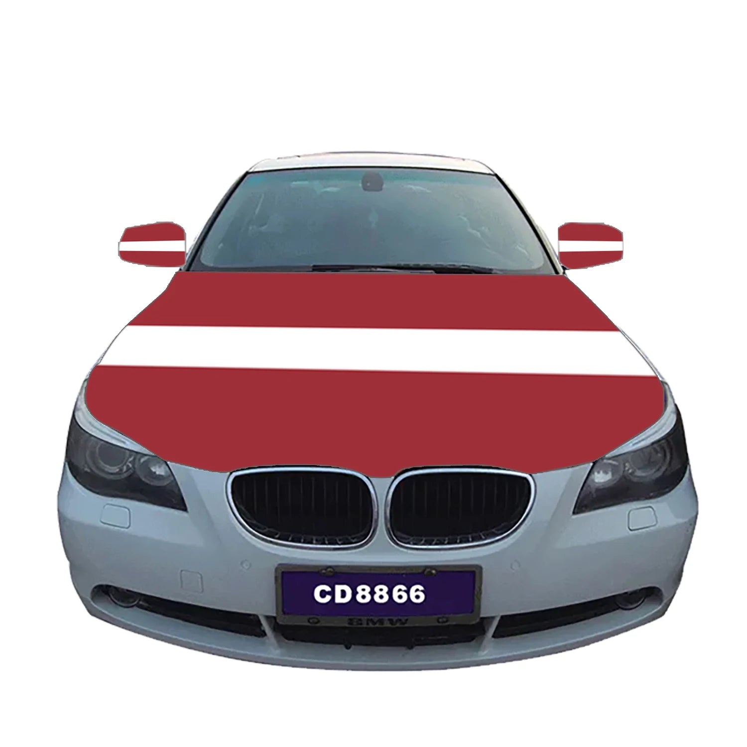 Factory Direct Sales Custom Size Engine Flags 100%Polyester Cover Rearview Mirror Custom Latvian Latvia Car Hood Flag