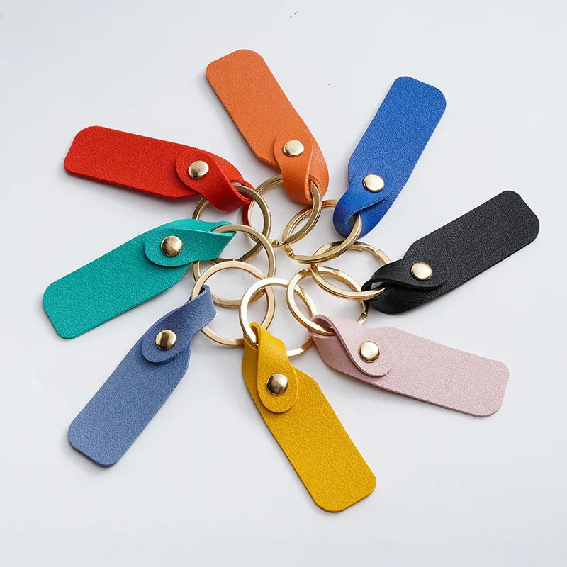 Promotional Pu Leather Keychain in Bulk Custom logo Cute Car Key Fob Key Ring Holder