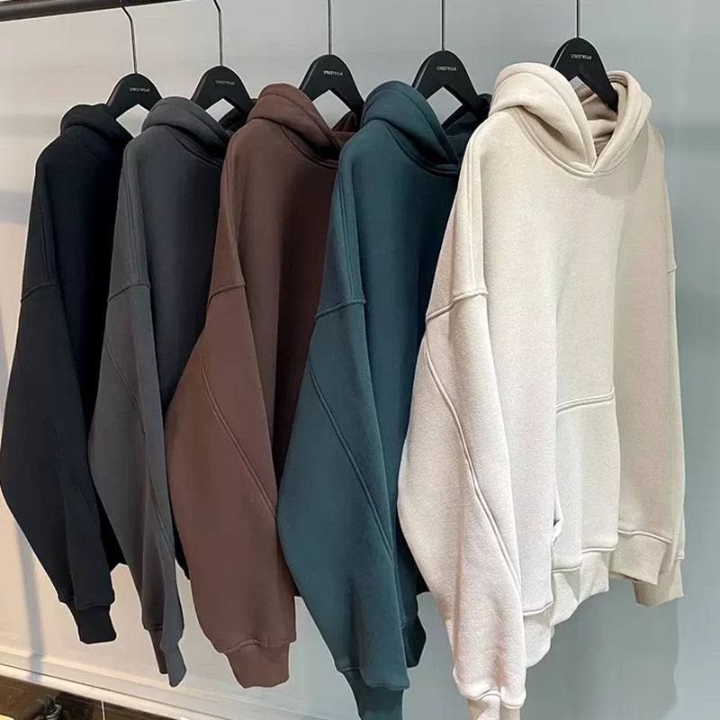 Custom Men's Heavy Cotton Kangaroo Pocket Sweatshirt Solid Color Fleece Hoodie Oversized French Terry Casual Outdoor Embroidered