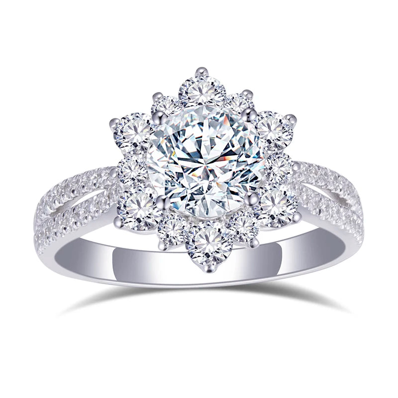 Messi Jewelry MS-589 Flower Shape Custom 18k Gold Women 1Ct Lab Diamond Ring